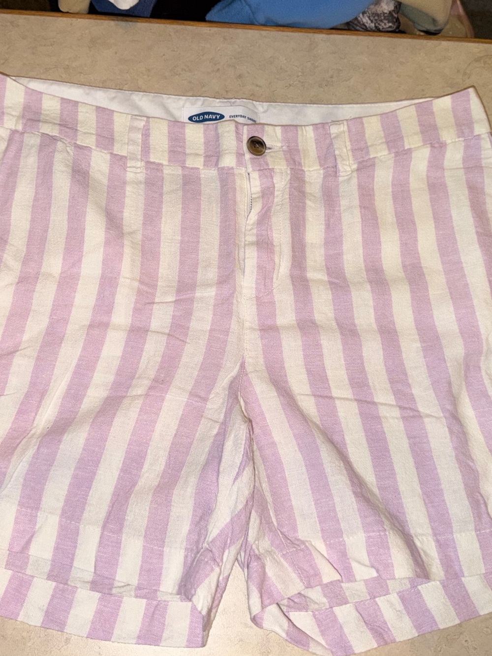 New with tags Old Navy Pink and White Vertical Stripe Linen-Blend Shorts